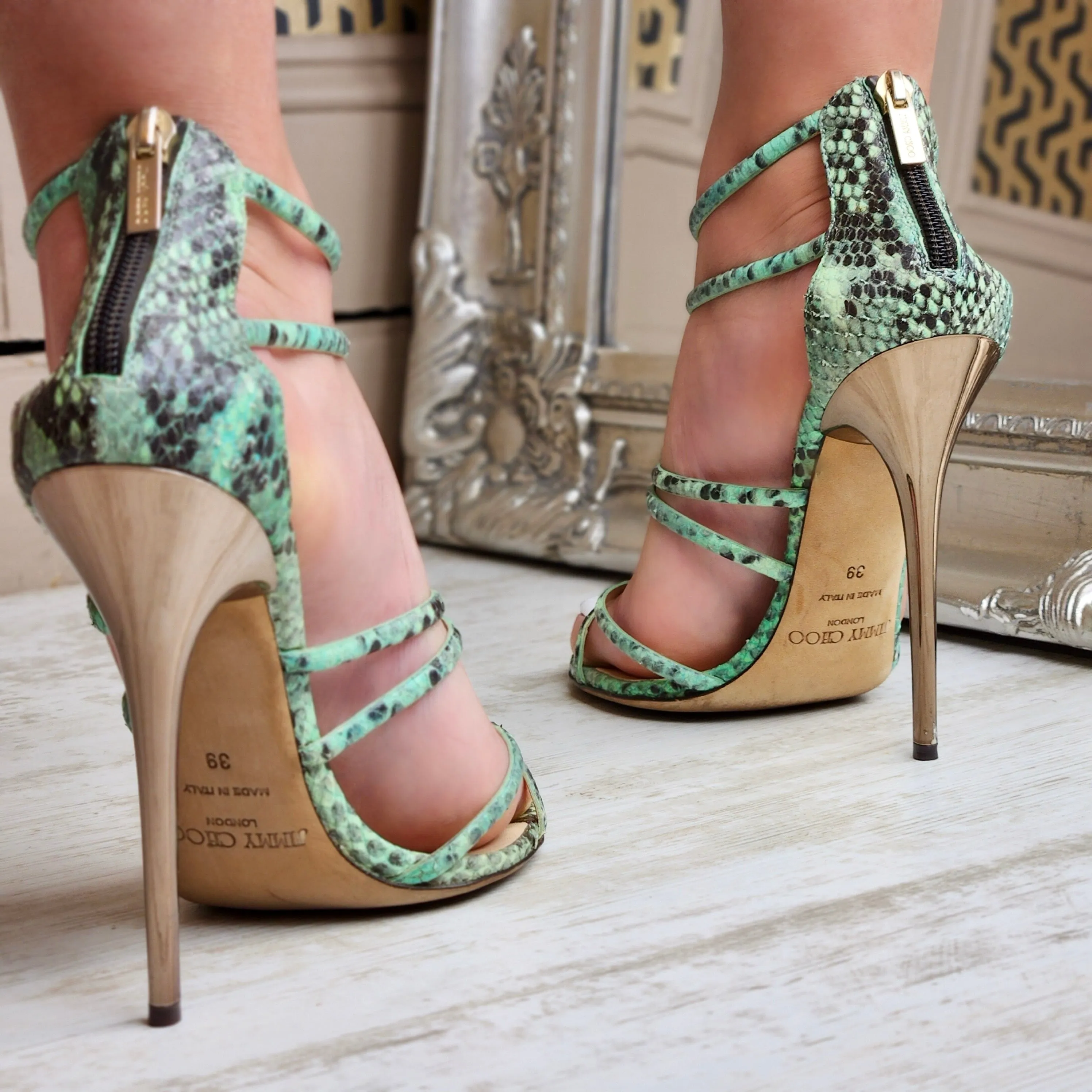 JIMMY CHOO SNAKESKIN SANDALS EU 39/ UK 6