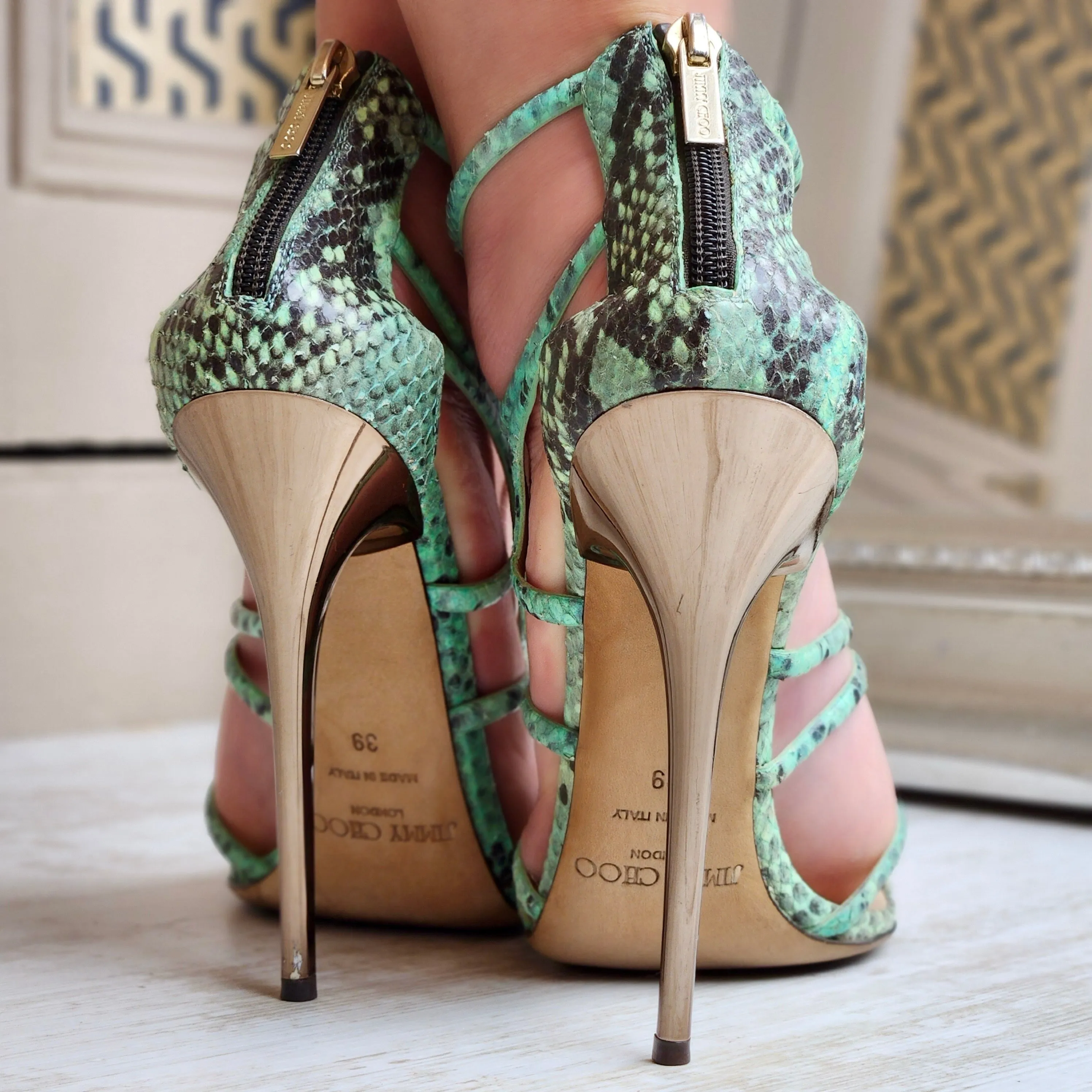 JIMMY CHOO SNAKESKIN SANDALS EU 39/ UK 6