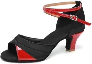 JUODVMP Shiny Leather Latin Shoes Ballroom Dance Shoes Women Dance Heels Salsa Shoes,Model WH803