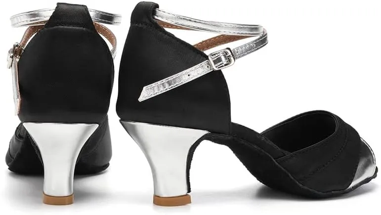 JUODVMP Shiny Leather Latin Shoes Ballroom Dance Shoes Women Dance Heels Salsa Shoes,Model WH803