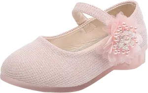 Kids Dress Shoes Girls Mary Jane Shoes Cute Flower Girls Princess Casual Dress Shoes Kids Slip On Ballet Flat