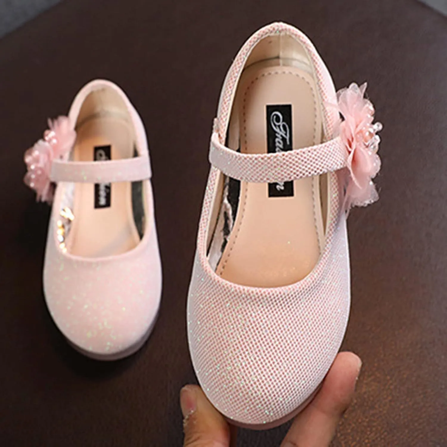 Kids Dress Shoes Girls Mary Jane Shoes Cute Flower Girls Princess Casual Dress Shoes Kids Slip On Ballet Flat
