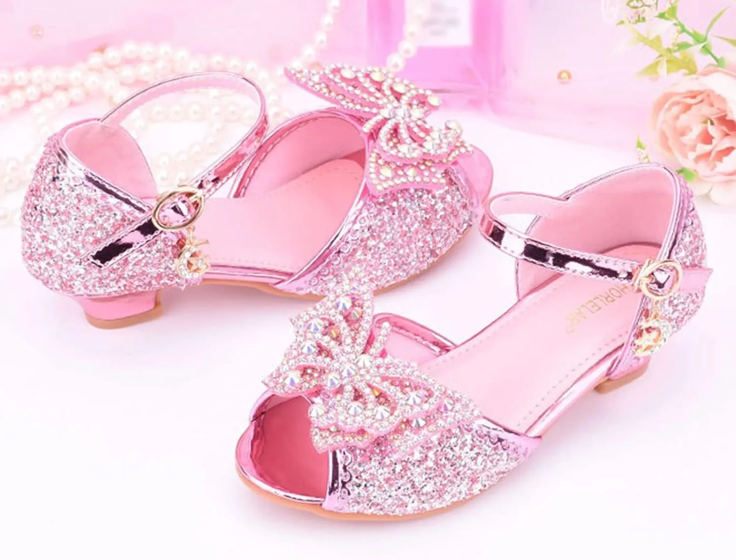 Kids Girls Glitter Butterfly Sandals Sequin hinestone Dress Shoes Little/Big Kids Princess Fashion Shiny Shoes