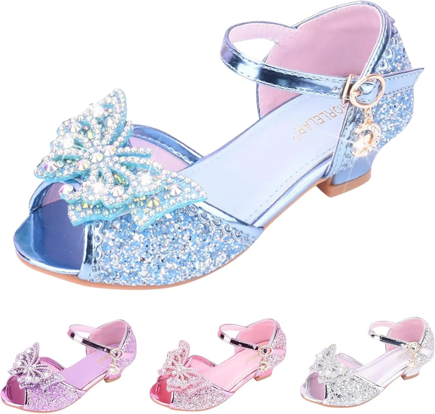 Kids Girls Glitter Butterfly Sandals Sequin hinestone Dress Shoes Little/Big Kids Princess Fashion Shiny Shoes