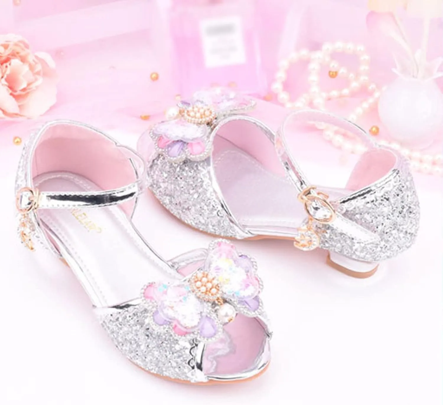 Kids Girls Glitter Butterfly Sandals Sequin hinestone Dress Shoes Little/Big Kids Princess Fashion Shiny Shoes
