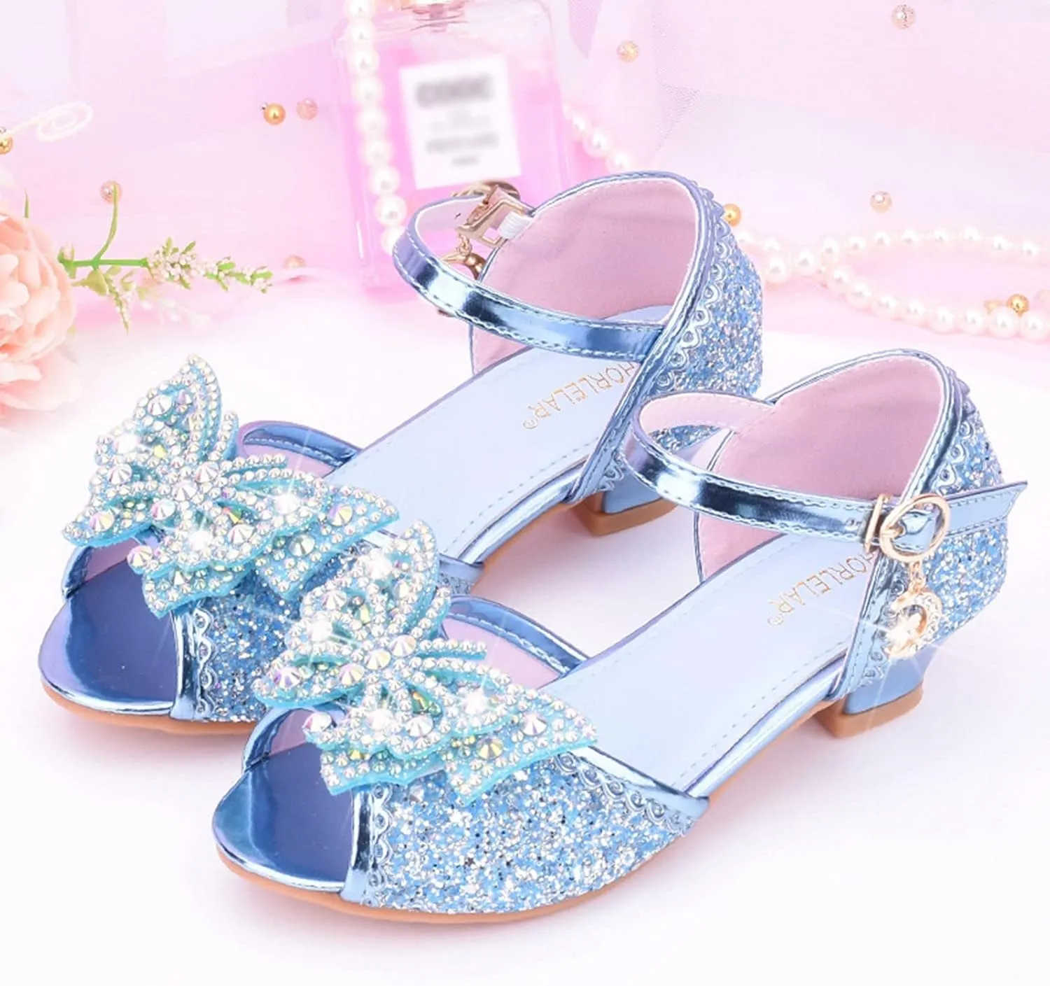 Kids Girls Glitter Butterfly Sandals Sequin hinestone Dress Shoes Little/Big Kids Princess Fashion Shiny Shoes