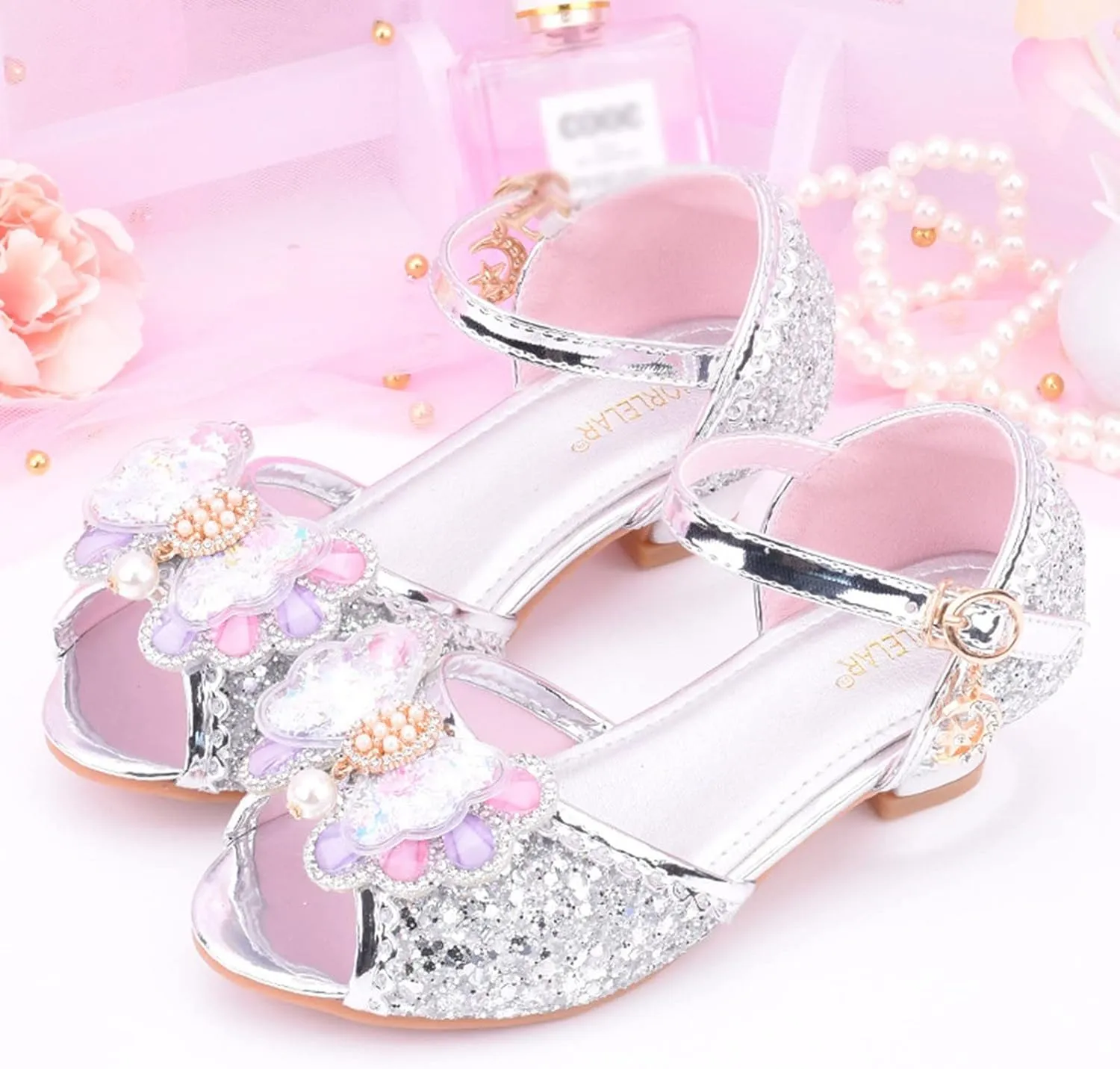 Kids Girls Glitter Butterfly Sandals Sequin hinestone Dress Shoes Little/Big Kids Princess Fashion Shiny Shoes