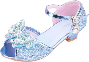 Kids Girls Glitter Butterfly Sandals Sequin hinestone Dress Shoes Little/Big Kids Princess Fashion Shiny Shoes