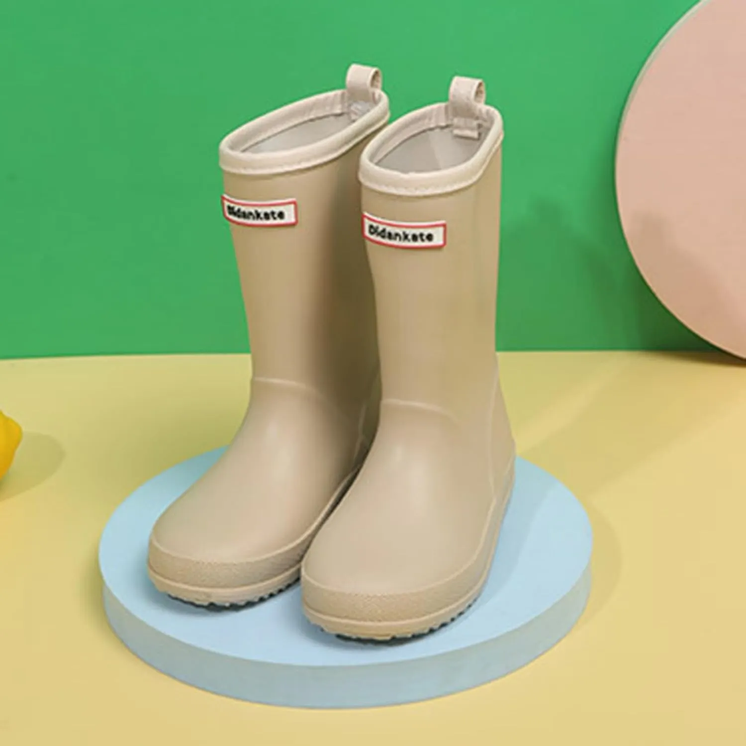 Kids Rain Boots Boys Girls Solid Color Simple Waterproof Anti-Slip Unisex Lightweight Mid-calf Boots Rainboot Shoes