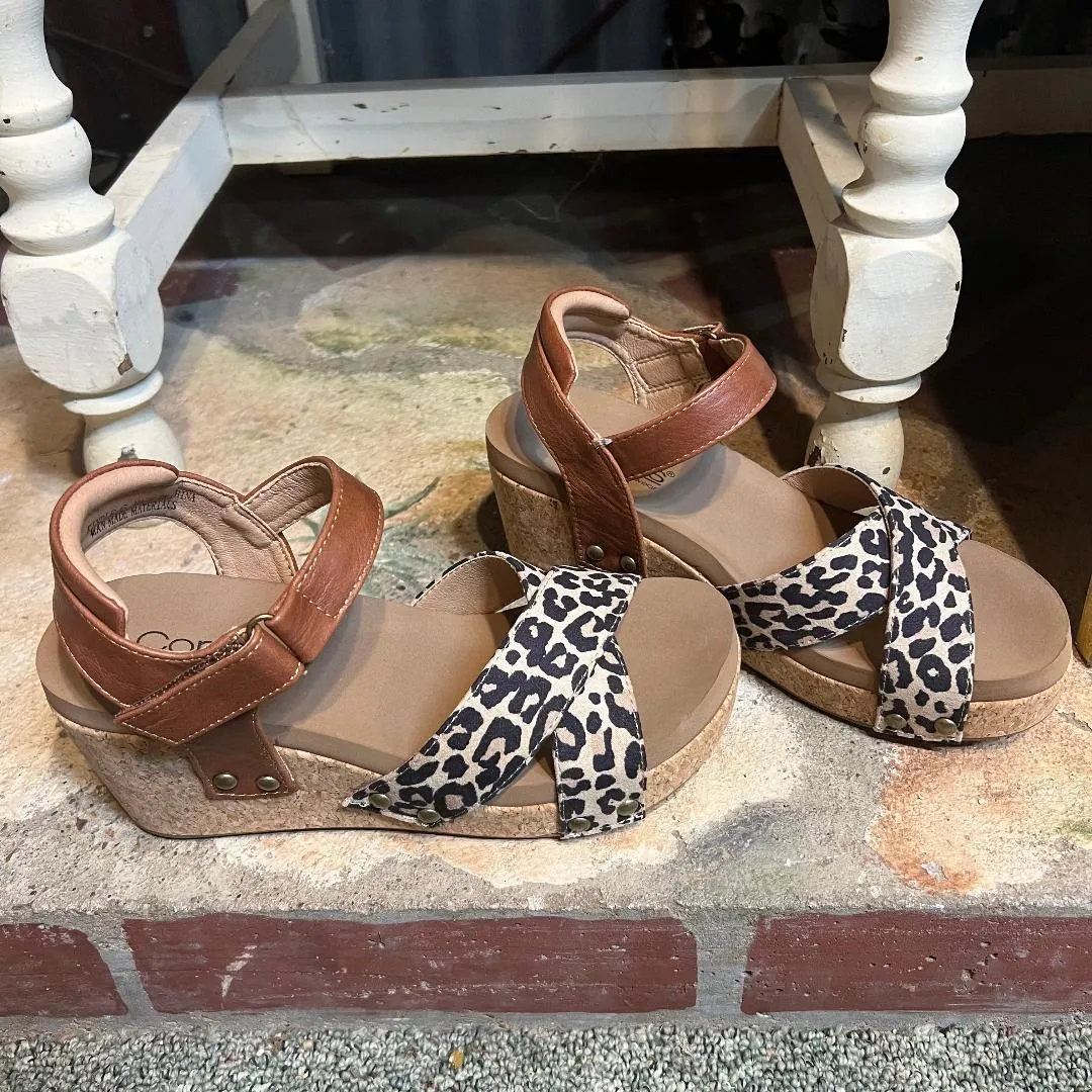Kindle Cognac Leopard Wedge/Sandal