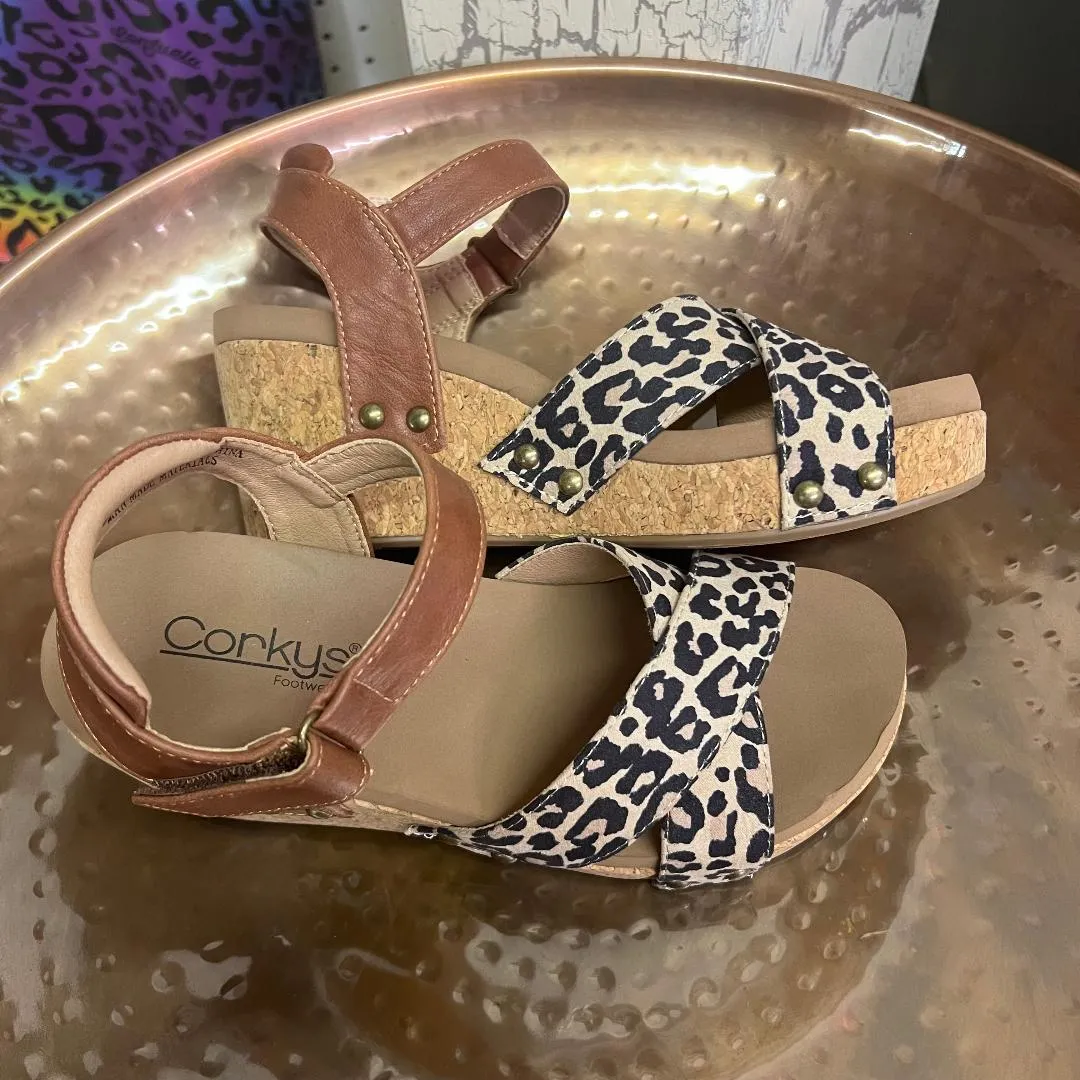 Kindle Cognac Leopard Wedge/Sandal