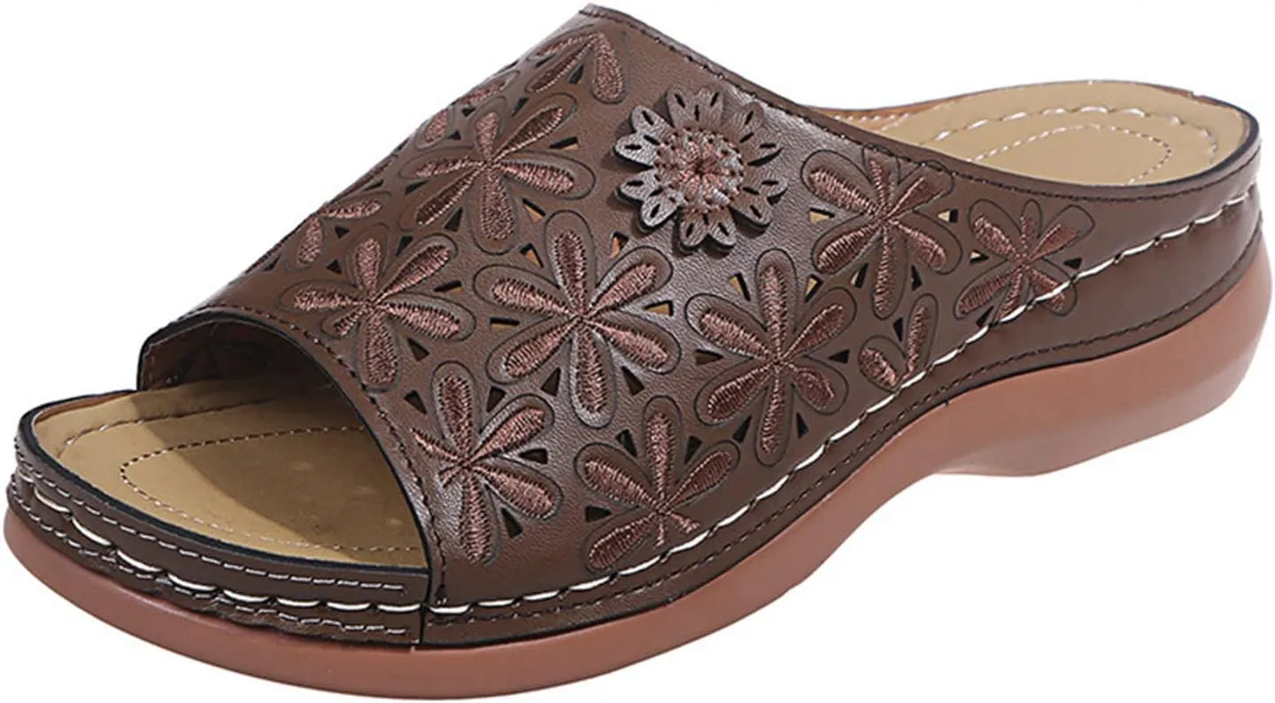 Ladmiple Orthotic Sandals For Women With Arch Support Fashion Athletic Slip On Comfortable Orthopedic Slides Slippers