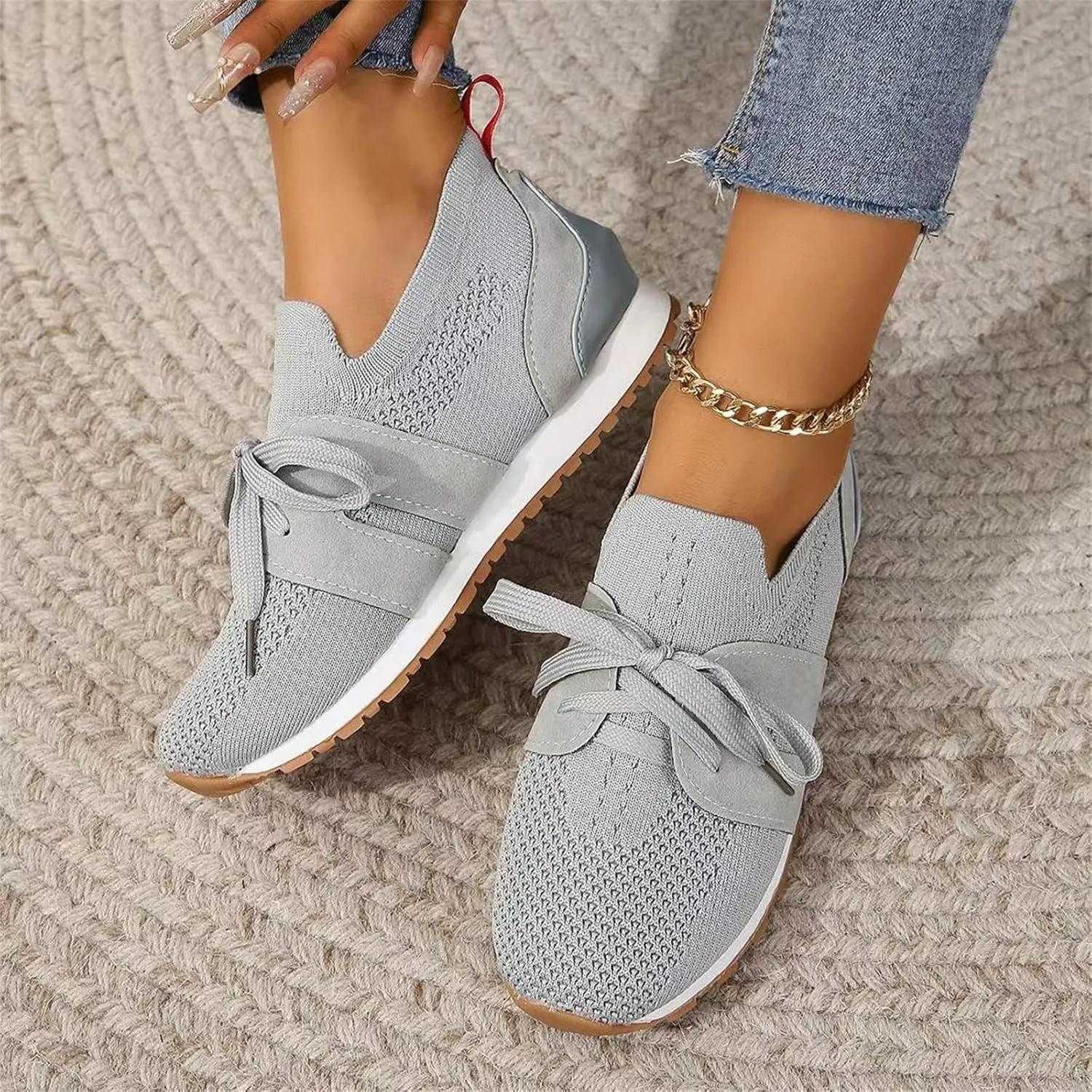Ladmiple Running Shoes For Women Slip On Walking Shoes Breathable Athletic Workout Tennis Shoes Lightweight Gym Sneakers 2025