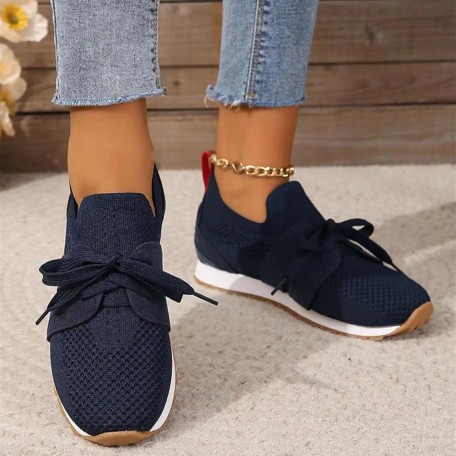 Ladmiple Running Shoes For Women Walking Shoes Comfort Light Weight Mesh Non Slip Casual Athletic Gym Tennis Slip On Sneakers