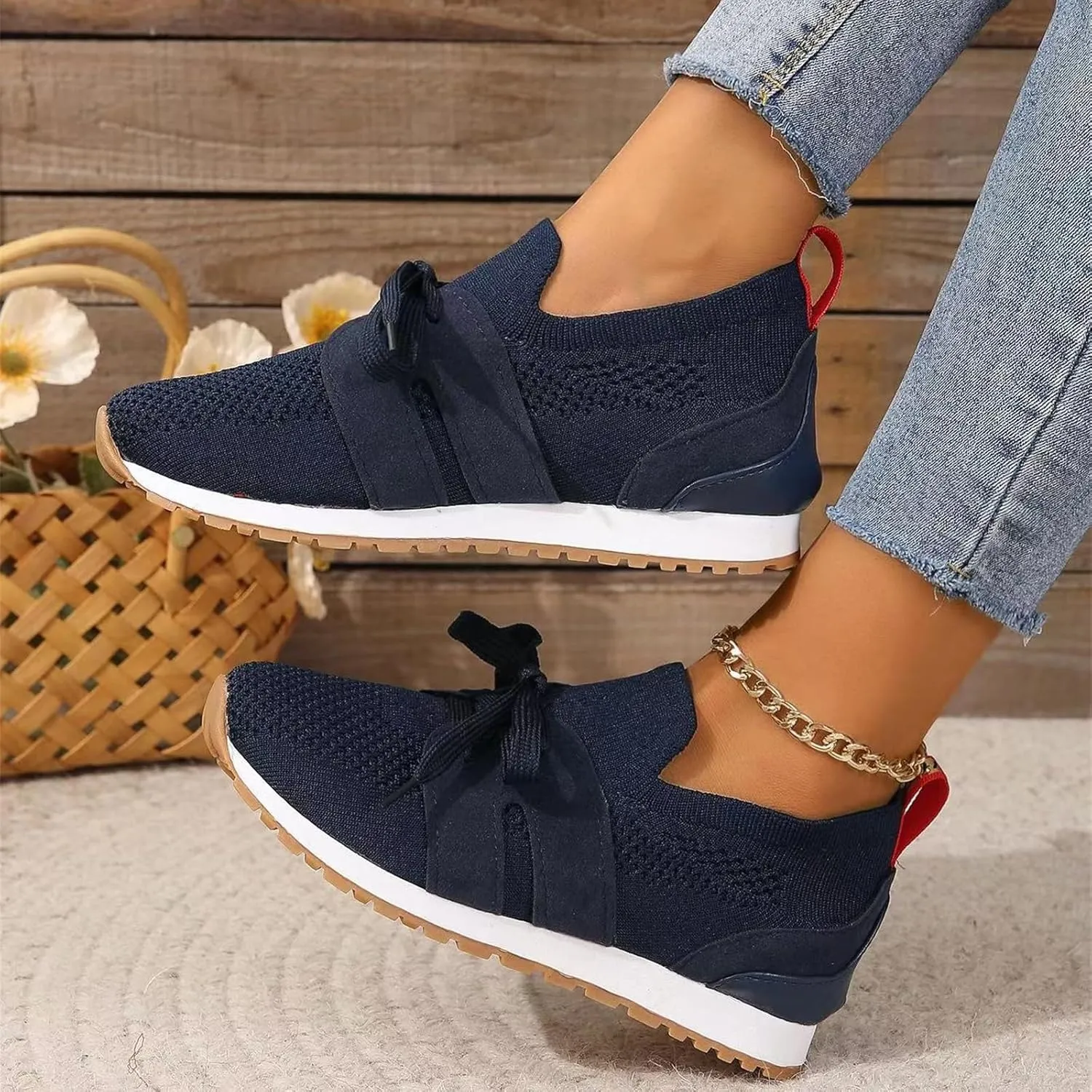 Ladmiple Running Shoes For Women Walking Shoes Comfort Light Weight Mesh Non Slip Casual Athletic Gym Tennis Slip On Sneakers