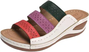 Ladmiple Sandals for Women Casual Summer Slip On Orthopedic Sandal Arch Support Beach Roman Open Toe Flip Flops Shoes