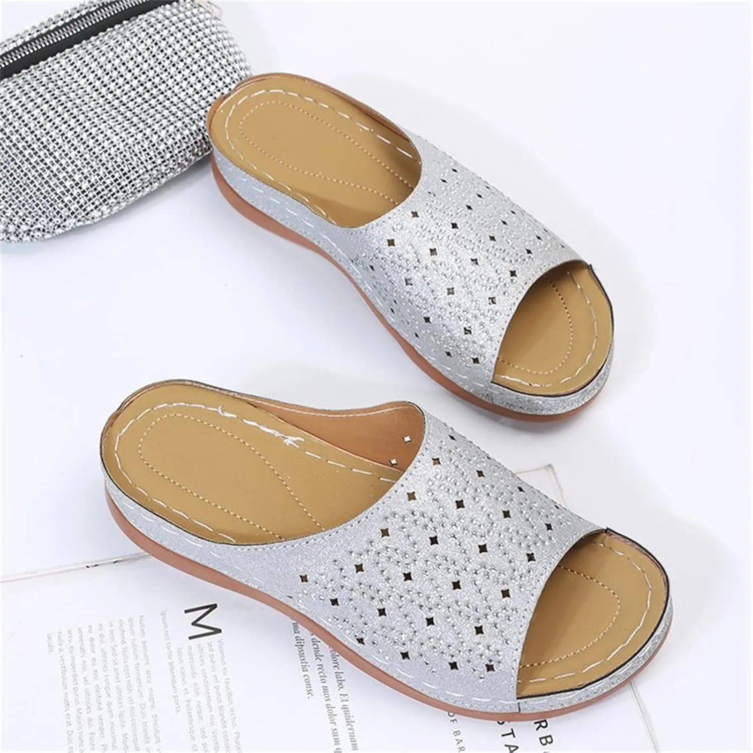 Ladmiple Sandals for Women Casual Summer Womens Dressy Orthopedic Sandal with Arch Support Roman Open Toe Flip Flop Shoe