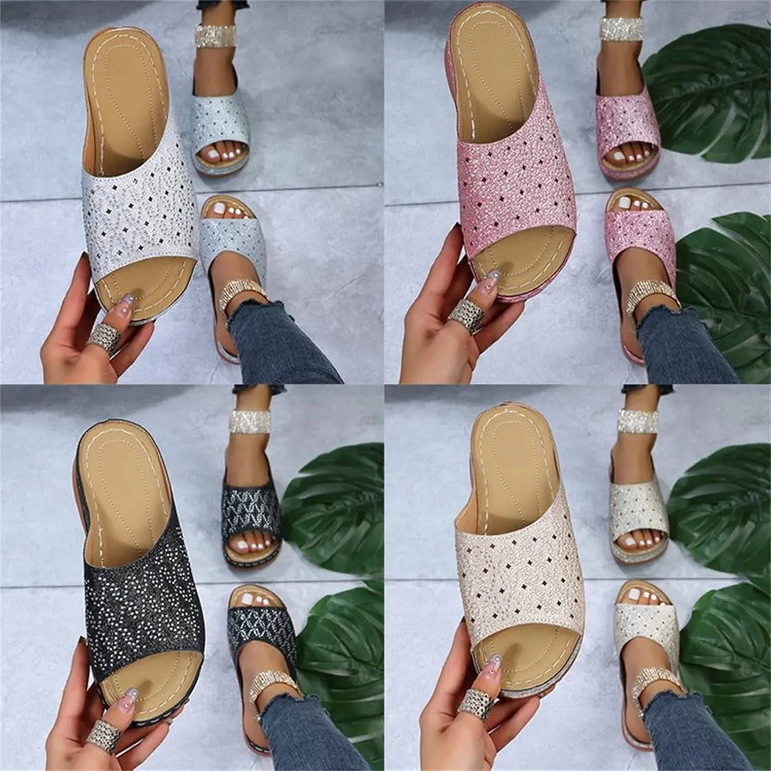 Ladmiple Sandals for Women Casual Summer Womens Dressy Orthopedic Sandal with Arch Support Roman Open Toe Flip Flop Shoe