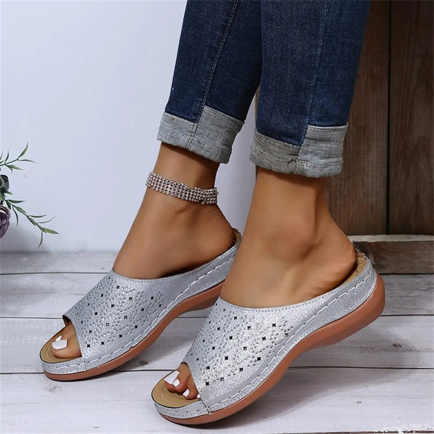 Ladmiple Sandals for Women Casual Summer Womens Dressy Orthopedic Sandal with Arch Support Roman Open Toe Flip Flop Shoe