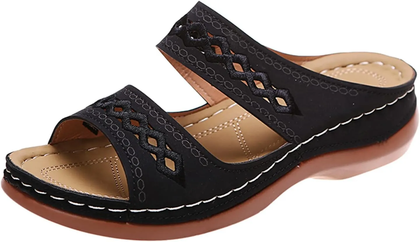 Ladmiple Sandals Women Dressy Summer Flat Cute Casual Beach Shoes Comfortable Orthopedic Slippers Slip On Orthotic Flip Flops