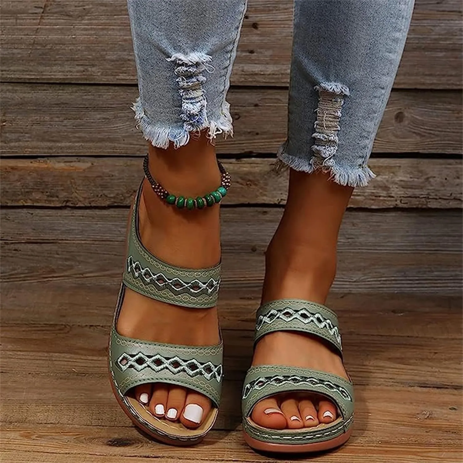 Ladmiple Sandals Women Dressy Summer Flat Cute Casual Beach Shoes Comfortable Orthopedic Slippers Slip On Orthotic Flip Flops