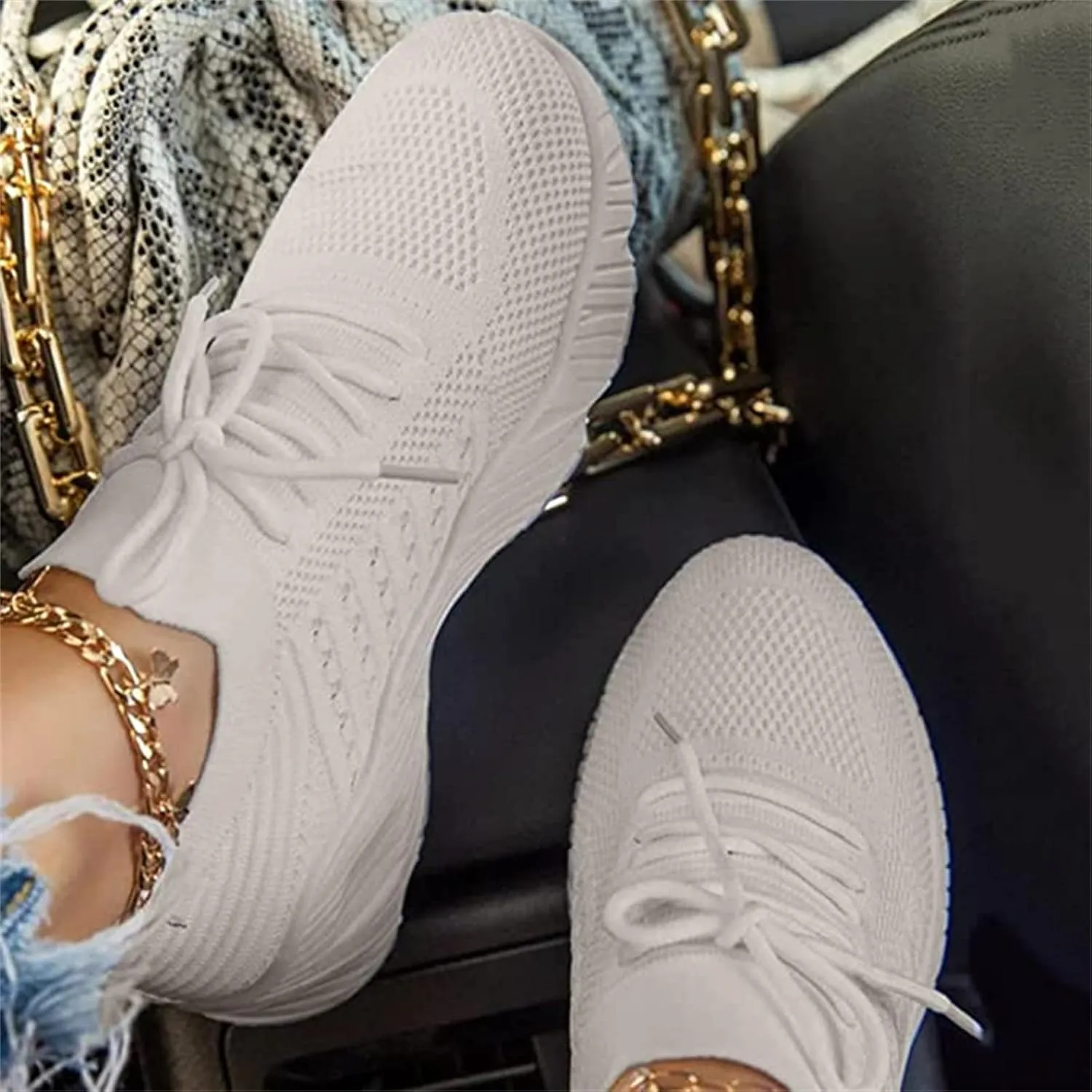 Ladmiple Shoes For Women Sneakers Slip On Lightweight Non Slip Gym Workout Tennis Running Shoes Fashion Walking Sneakers