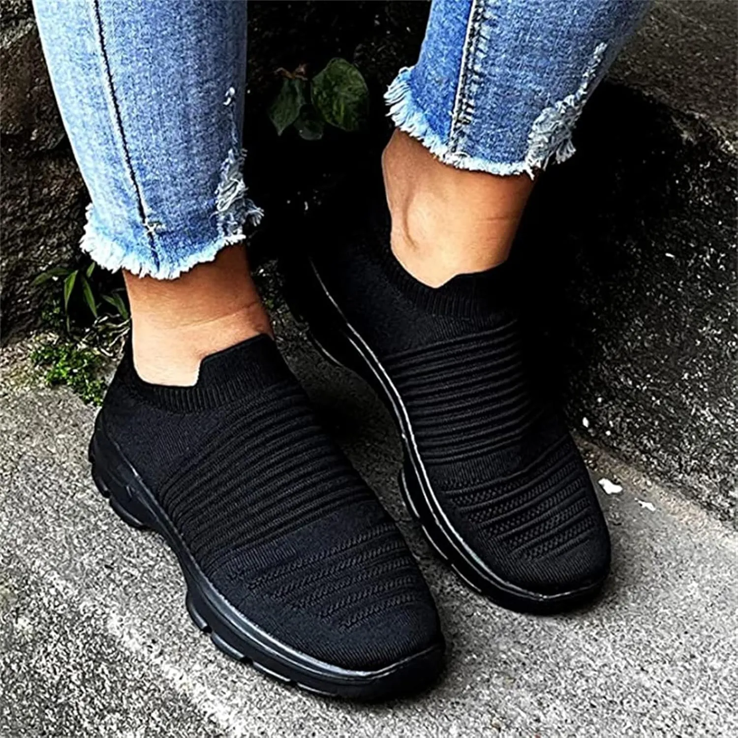 Lausiuoe Sneakers For Women Walking Shoes Slip On Tennis Shoes Lightweight Casual Sneakers for Gym Travel Work Running