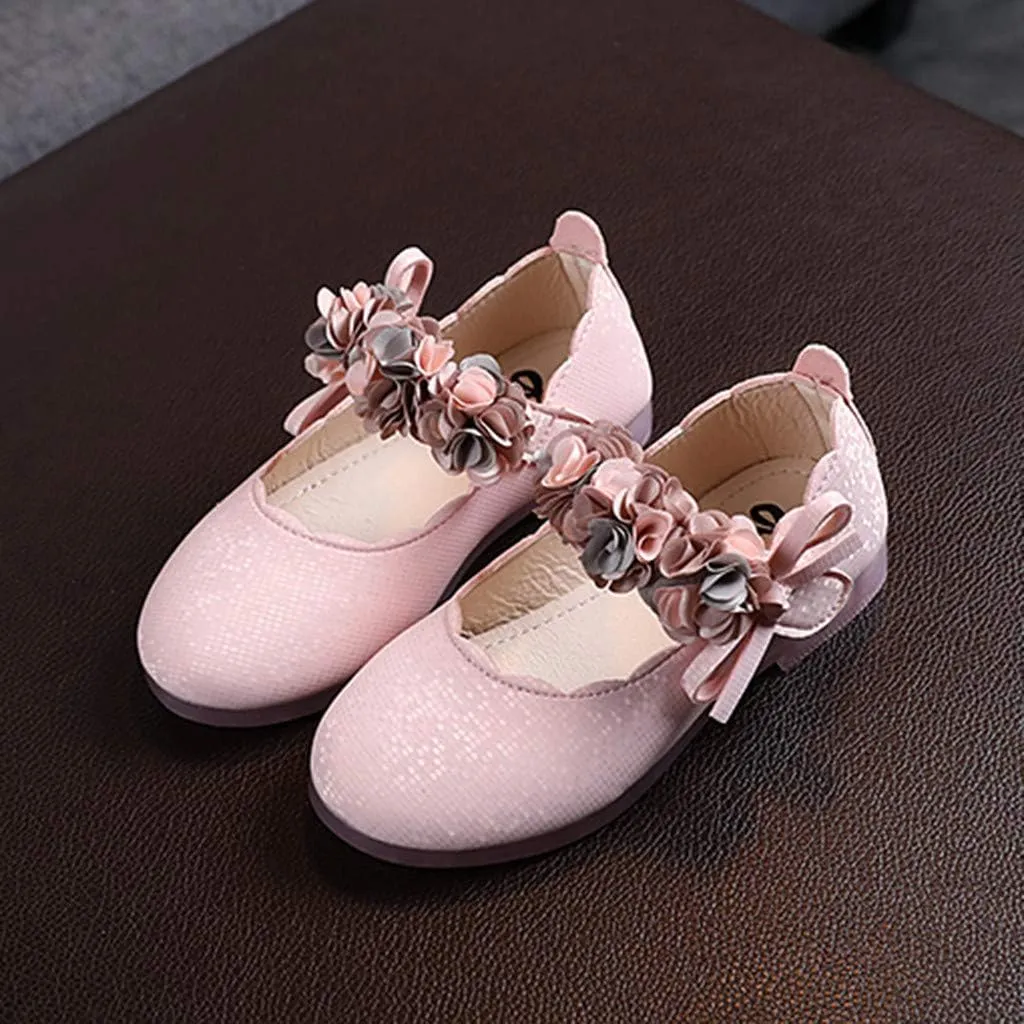 Little Toddler Girls Floral Dress Shoes Princess Soft Sole Ballerina Ballet Flat Kids Mary Jane Prewalker Shoes