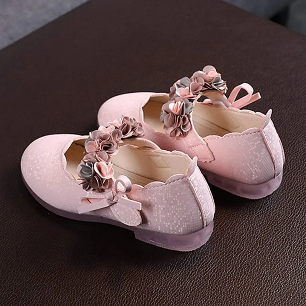 Little Toddler Girls Floral Dress Shoes Princess Soft Sole Ballerina Ballet Flat Kids Mary Jane Prewalker Shoes