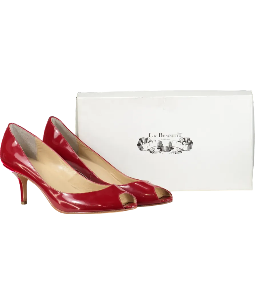 LK Bennett Red Patent Peep Toe Heeled Pumps UK 9 EU 42 