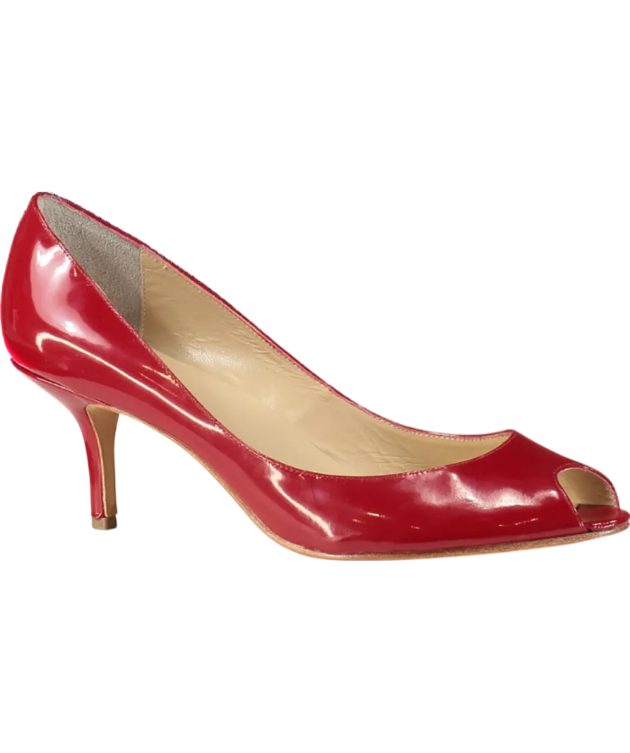 LK Bennett Red Patent Peep Toe Heeled Pumps UK 9 EU 42 