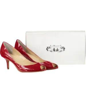 LK Bennett Red Patent Peep Toe Heeled Pumps UK 9 EU 42 