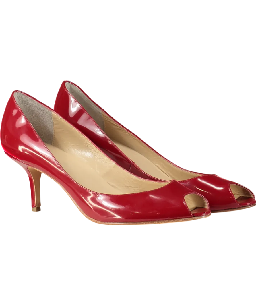 LK Bennett Red Patent Peep Toe Heeled Pumps UK 9 EU 42 