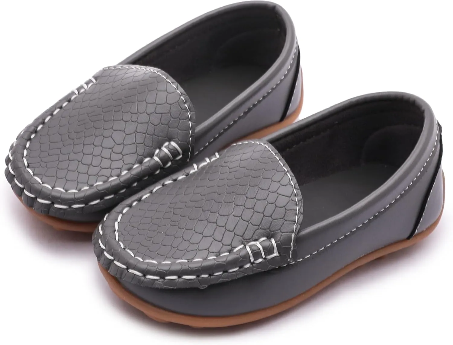 LONSOEN Toddler Little Kid Boys Girls Soft Slip On Loafers Dress Flat Shoes