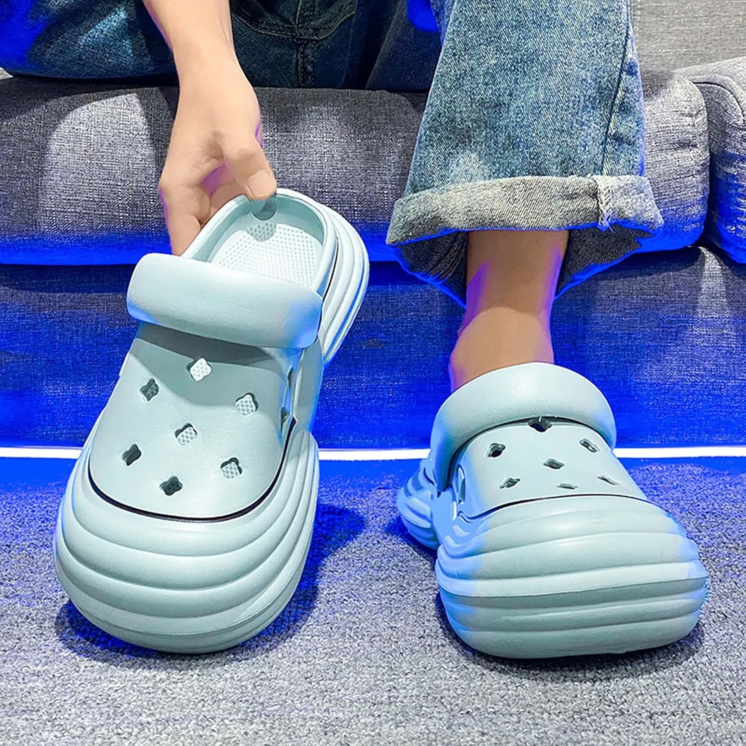 Men Women Thick Bottom Garden Shoes Comfortable Soft Sole Arch Support Adjustable Dual Purpose Strap Sandals Non-Slip Quick Dry Beach Sports Water Shoes