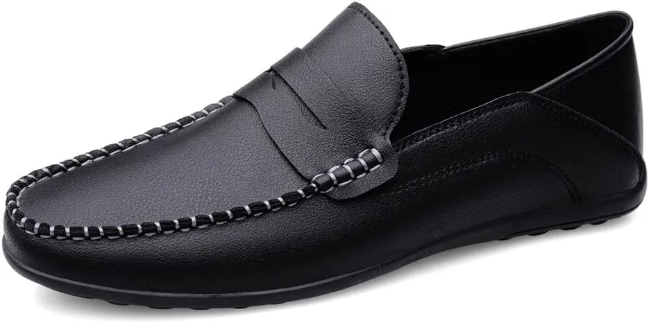 Men's Loafers Penny Loafers Solid Colors Simple Flat Heel Vegan Leather Anti-Slip Lightweight Flat Heel Walking Slip On
