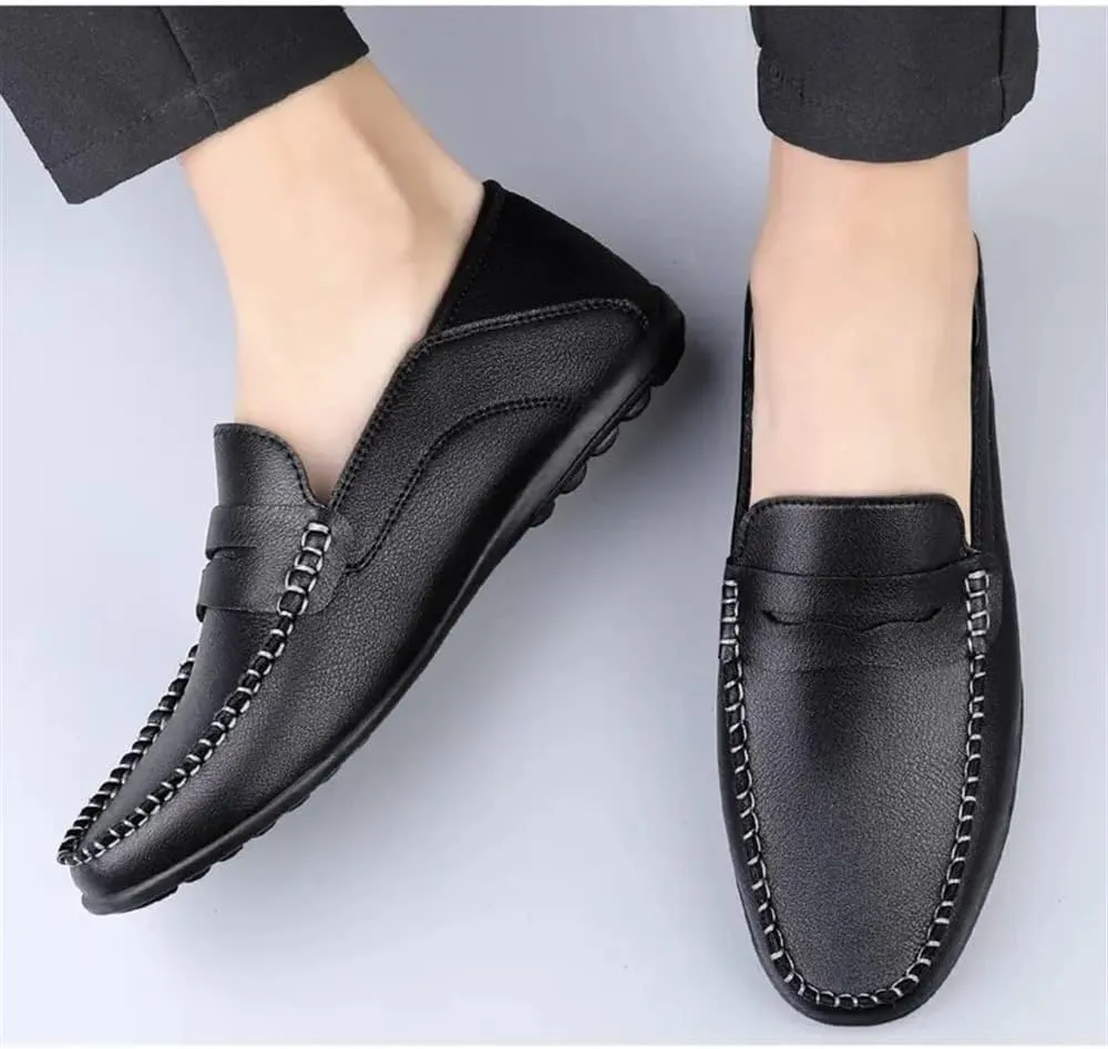 Men's Loafers Penny Loafers Solid Colors Simple Flat Heel Vegan Leather Anti-Slip Lightweight Flat Heel Walking Slip On