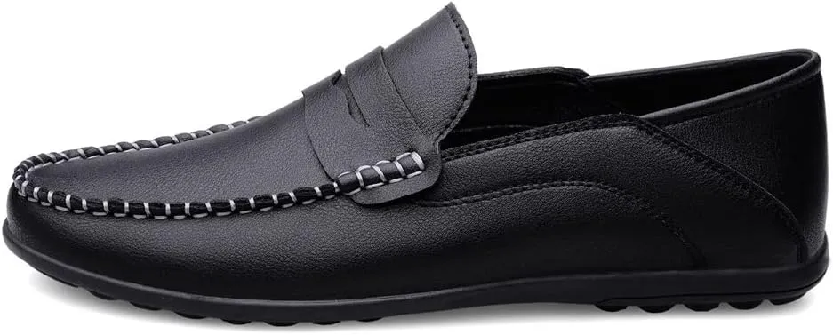 Men's Loafers Penny Loafers Solid Colors Simple Flat Heel Vegan Leather Anti-Slip Lightweight Flat Heel Walking Slip On