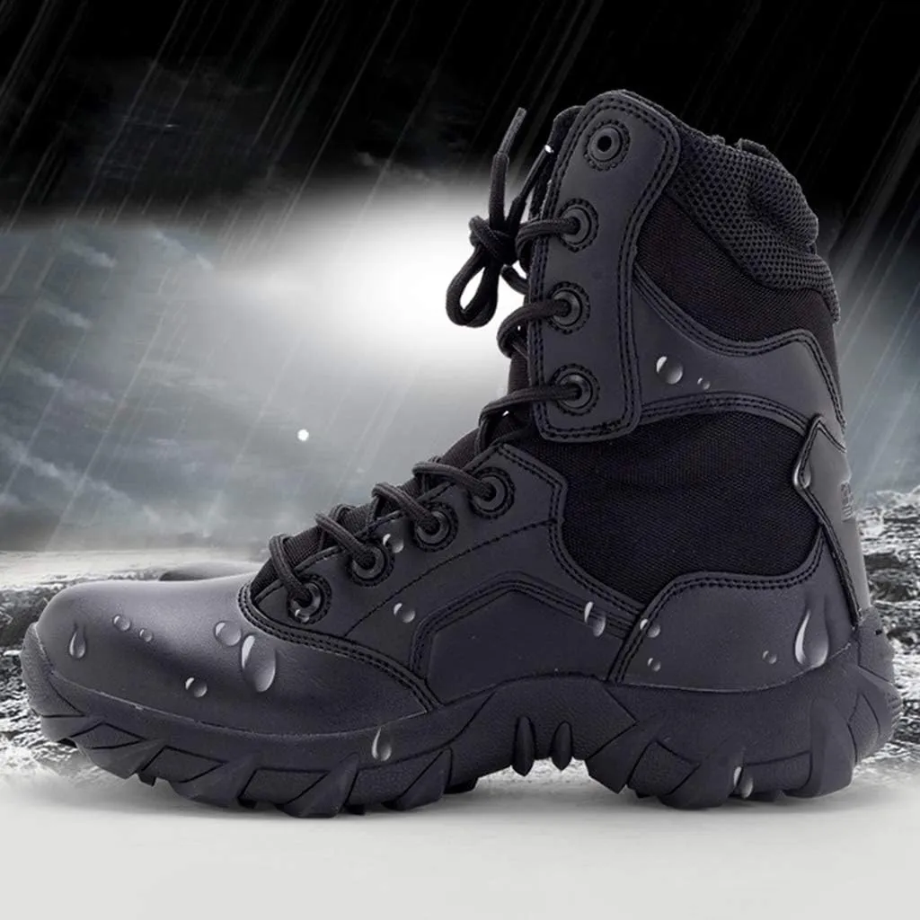 Mens Military Boots Breathable Army Combat Walking Hiking Non Safety Work Ankle Boots Shoes for Autumn Winter