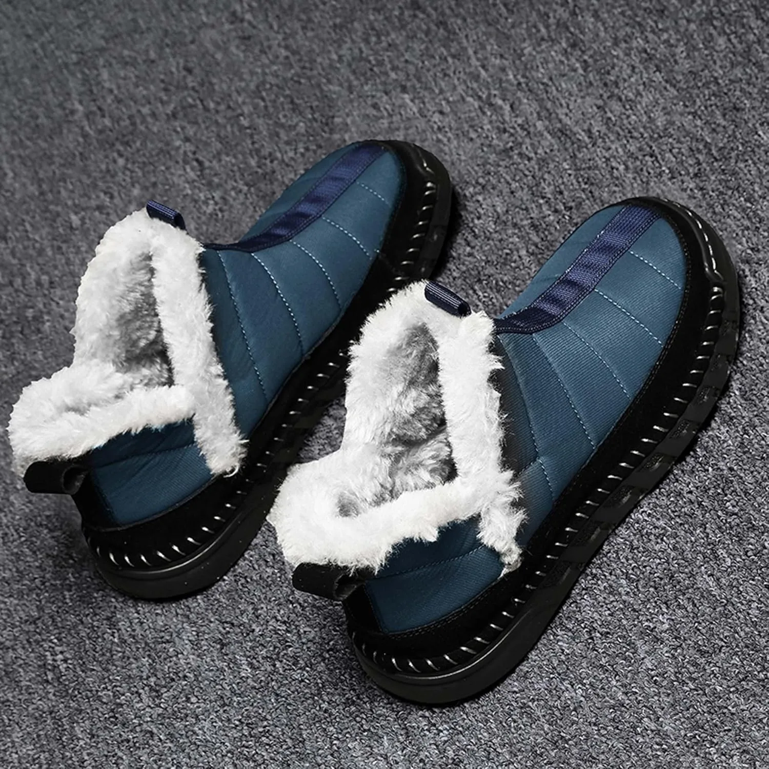 Men's Snow Boots Waterproof Mens Warm Winter Boots Fur Lined Plush Walking Boots Cozy Slip Casual Outdoor Boots
