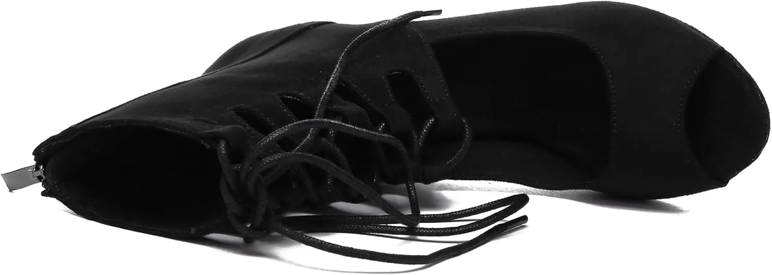 Minishion Ballroom Dance Shoes Women Lace-up Latin Salsa Tango Dancing Heels Formal Party Summer Boots L591