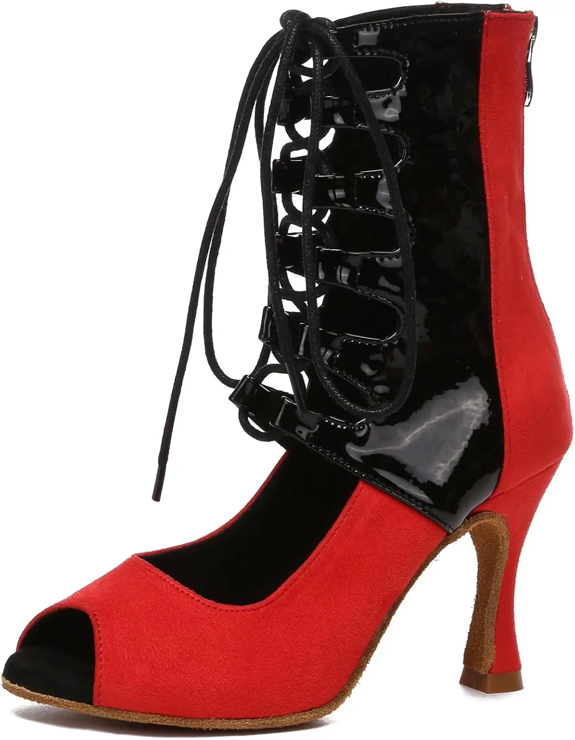 Minishion Ballroom Dance Shoes Women Lace-up Latin Salsa Tango Dancing Heels Formal Party Summer Boots L591
