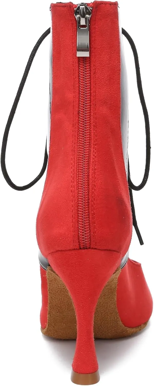 Minishion Ballroom Dance Shoes Women Lace-up Latin Salsa Tango Dancing Heels Formal Party Summer Boots L591