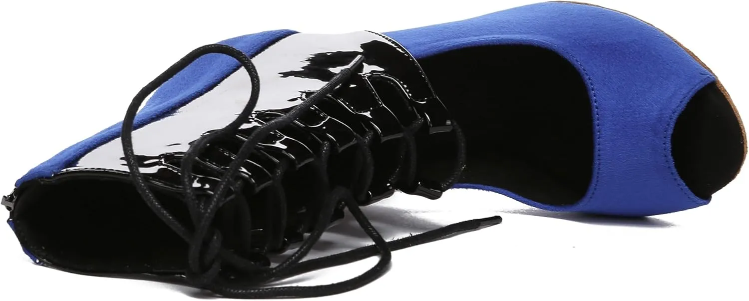 Minishion Ballroom Dance Shoes Women Lace-up Latin Salsa Tango Dancing Heels Formal Party Summer Boots L591