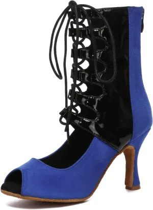 Minishion Ballroom Dance Shoes Women Lace-up Latin Salsa Tango Dancing Heels Formal Party Summer Boots L591