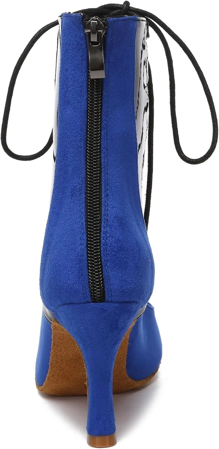 Minishion Ballroom Dance Shoes Women Lace-up Latin Salsa Tango Dancing Heels Formal Party Summer Boots L591