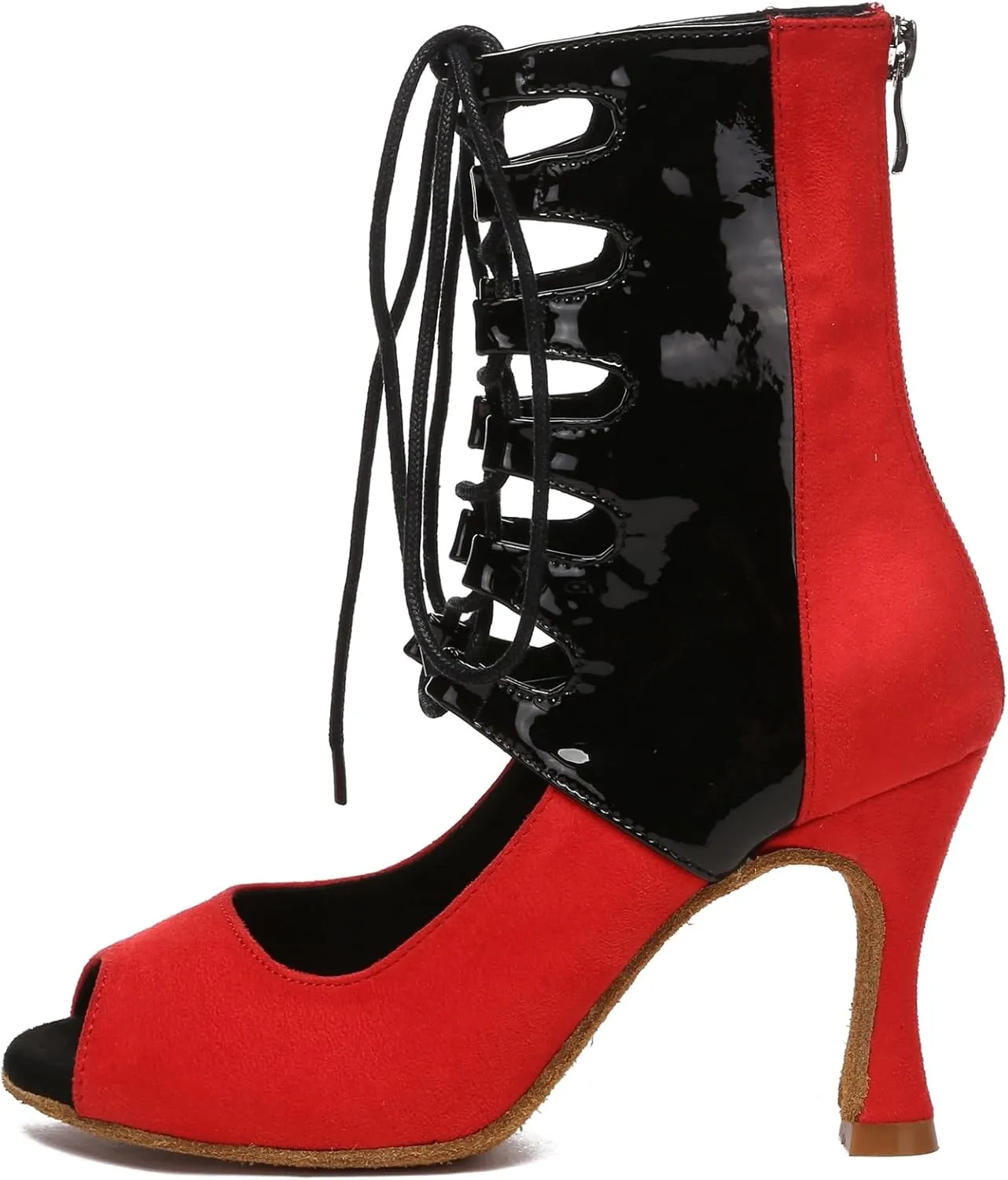 Minishion Ballroom Dance Shoes Women Lace-up Latin Salsa Tango Dancing Heels Formal Party Summer Boots L591