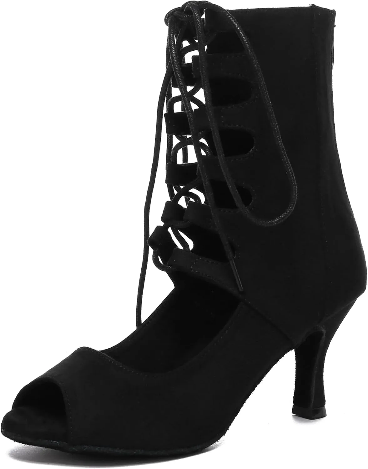 Minishion Ballroom Dance Shoes Women Lace-up Latin Salsa Tango Dancing Heels Formal Party Summer Boots L591