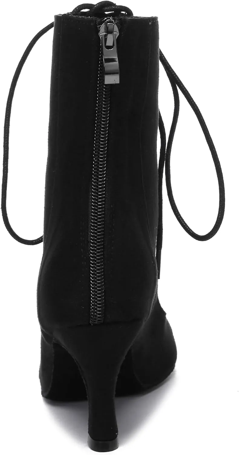 Minishion Ballroom Dance Shoes Women Lace-up Latin Salsa Tango Dancing Heels Formal Party Summer Boots L591