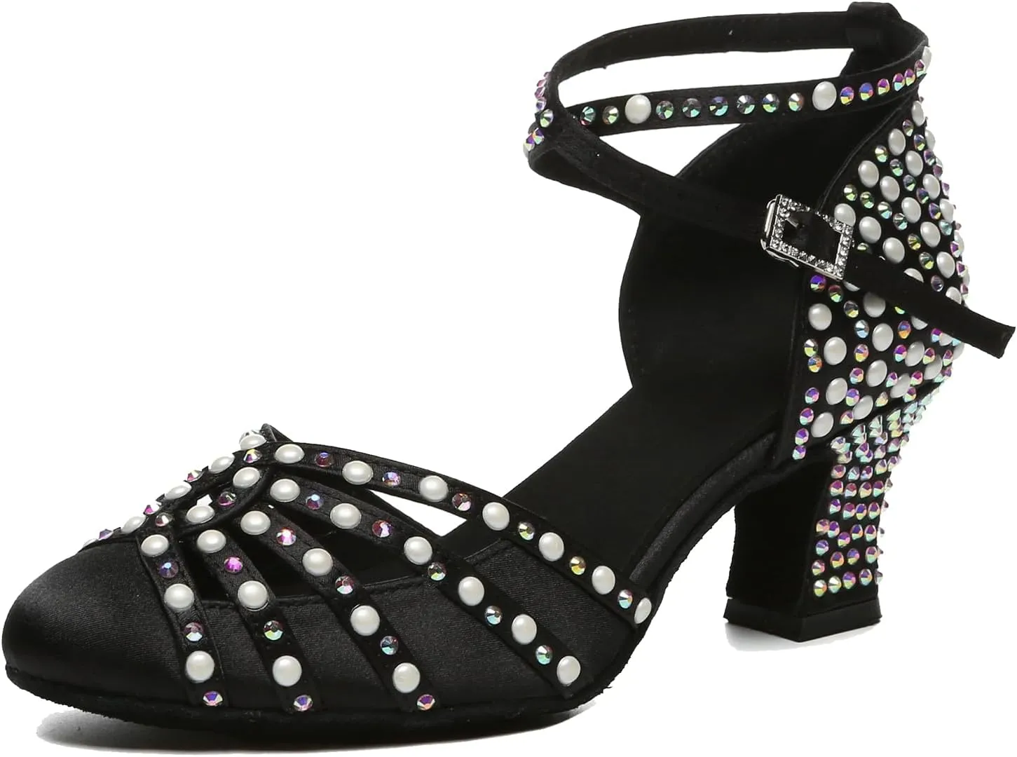 Minishion Women Rhinestone Dancing Shoes Closed T oe Formal Wedding Pumps